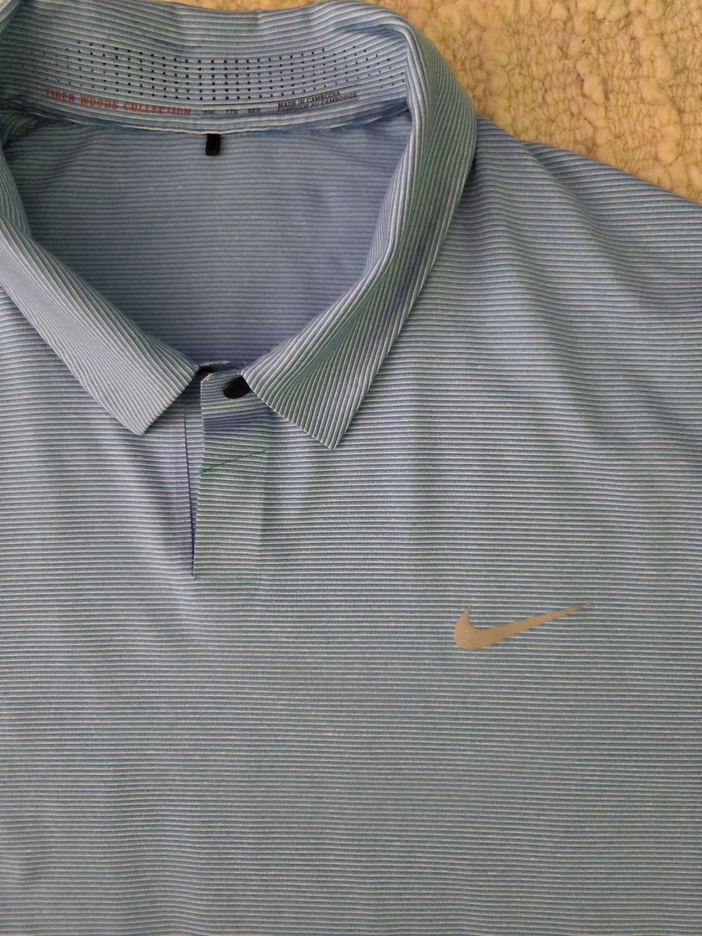 Nike/Tiger Woods Micro Stripes Light Blue Polo with Silver Swoosh, XXL